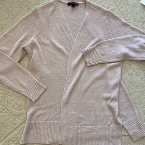 Ann Taylor GORGEOUS Champagne With Silver Thread Cardigan size Large